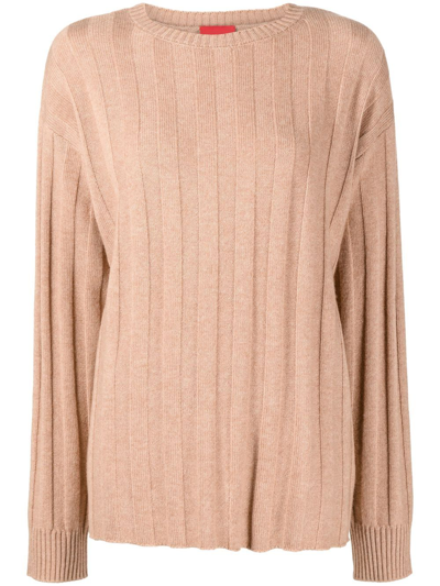 Shop Cashmere In Love Millie Ribbed-knit Jumper In Brown