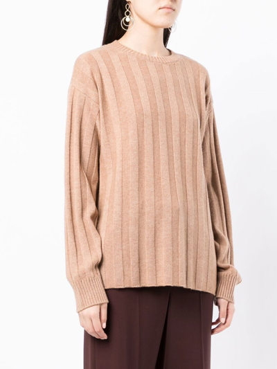 Shop Cashmere In Love Millie Ribbed-knit Jumper In Brown