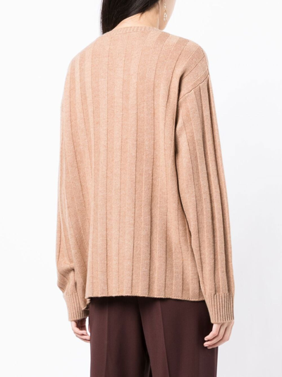 Shop Cashmere In Love Millie Ribbed-knit Jumper In Brown