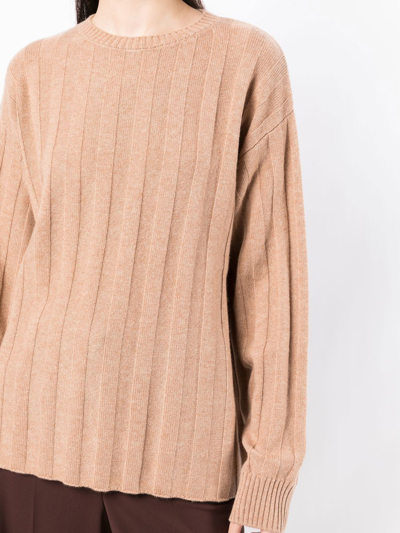 Shop Cashmere In Love Millie Ribbed-knit Jumper In Brown