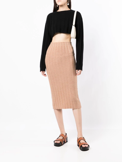 Shop Cashmere In Love Lenny Cashmere Pencil Skirt In Brown