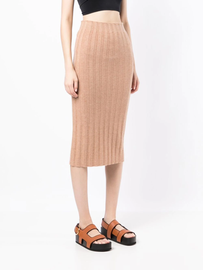 Shop Cashmere In Love Lenny Cashmere Pencil Skirt In Brown