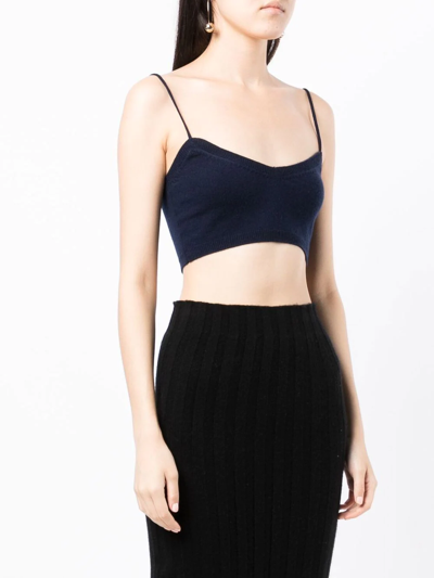 Cashmere In Love Evie Knitted Cropped Top In Blue