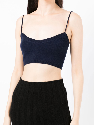 Cashmere In Love Evie Knitted Cropped Top In Blue