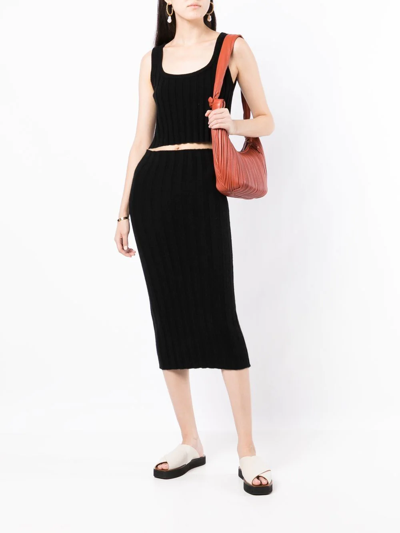 Shop Cashmere In Love Lenny Ribbed-knit Skirt In Black