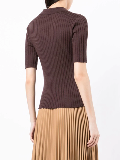 Shop Cashmere In Love Summer Cashmere-blend Polo Top In Brown