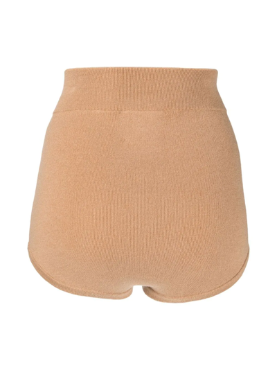 Cashmere In Love Felix Knitted High-waist Shorts In Brown