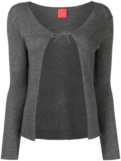 Cashmere In Love Lizzie Ribbed-knit Cardigan In Grey