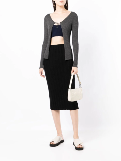 Cashmere In Love Lizzie Ribbed-knit Cardigan In Grey