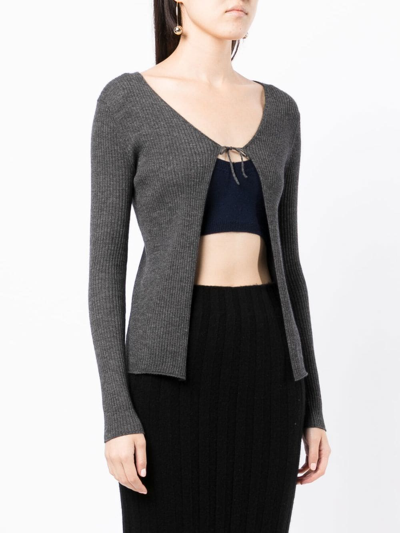 Cashmere In Love Lizzie Ribbed-knit Cardigan In Grey