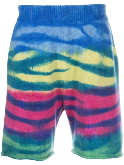 Shop The Elder Statesman Frank Striped Cashmere Shorts In Multicolour