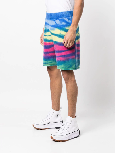Shop The Elder Statesman Frank Striped Cashmere Shorts In Multicolour