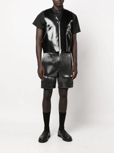 Shop Heliot Emil Liquid Metal Bermuda Shorts In Grey