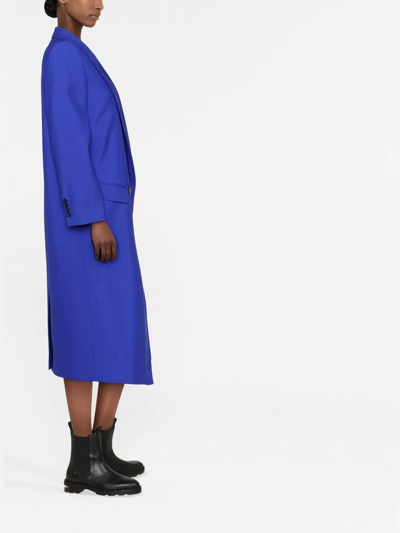Shop Alexander Mcqueen Double-breasted Asymmetric Wool Coat In Blue