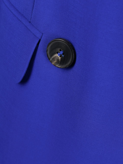 Shop Alexander Mcqueen Double-breasted Asymmetric Wool Coat In Blue