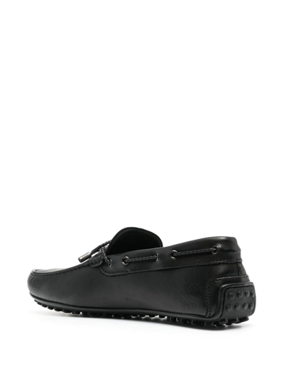 Shop Tod's Bow-detail Leather Loafers In Black
