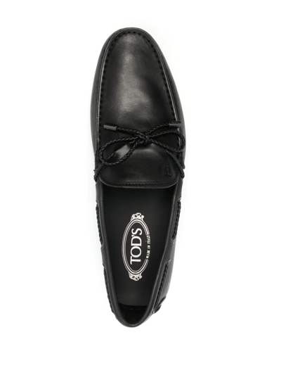 Shop Tod's Bow-detail Leather Loafers In Black