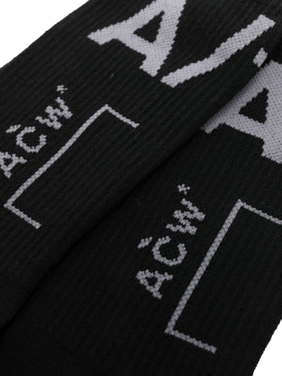 Shop A-cold-wall* A/1 Intarsia-logo Ankle Socks In Black