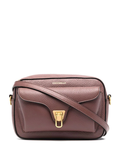 Coccinelle Logo-stamp Leather Crossbody Bag In Brown | ModeSens