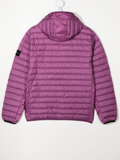 Shop Stone Island Junior Compass-patch Puffer Jacket In Purple