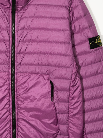 Shop Stone Island Junior Compass-patch Puffer Jacket In Purple