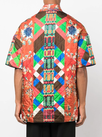 Shop Pierre-louis Mascia Mix-print Open Shirt In Red