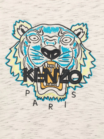 Shop Kenzo Teen Embroidered Tiger Crew Neck Sweatshirt In White