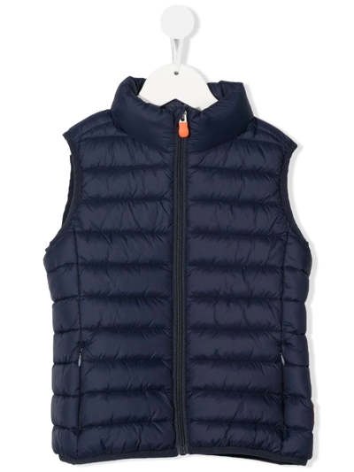 Shop Save The Duck High-neck Padded Gilet In Blue