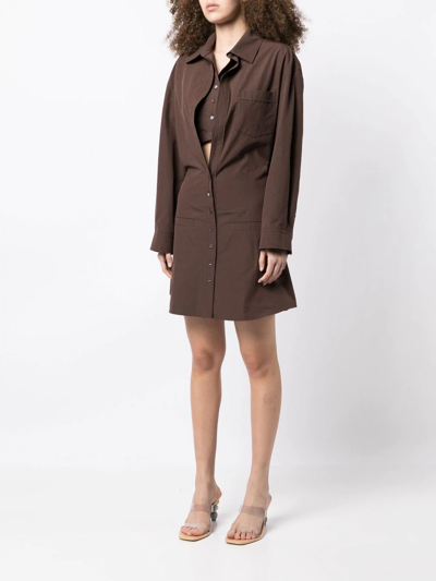 Shop Jacquemus Layered Long-sleeve Shirt Dress In Brown
