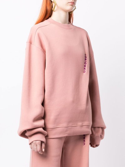 Shop Y/project Logo-embroidered Organic Cotton Sweatshirt In Pink