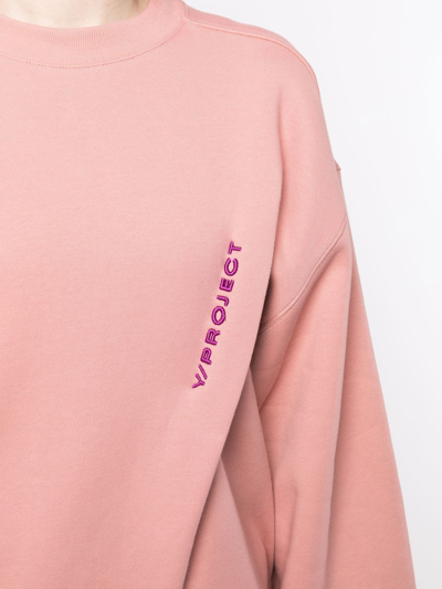 Shop Y/project Logo-embroidered Organic Cotton Sweatshirt In Pink