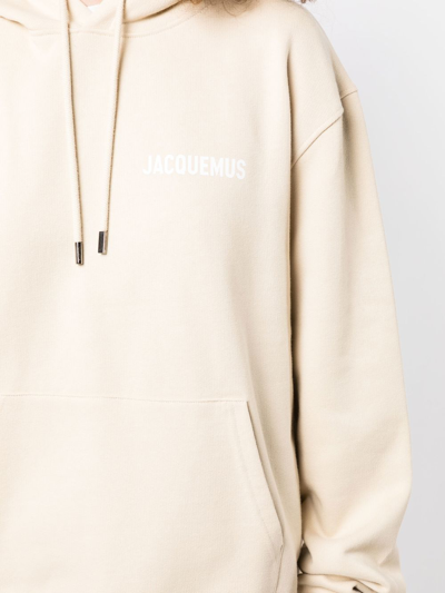 Shop Jacquemus Le Sweatshirt Logo Hoodie In Neutrals