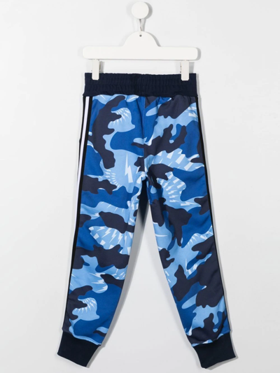 Shop Neil Barrett Camouflage-print Cotton Track Pants In Blue