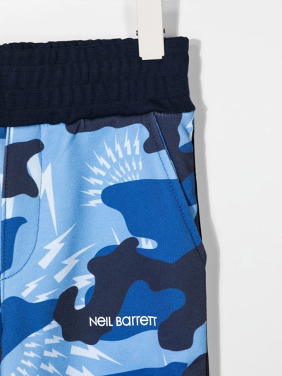 Shop Neil Barrett Camouflage-print Cotton Track Pants In Blue