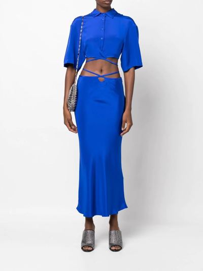 Shop Christopher Esber Loophole Tie-waist Maxi Skirt In Cobalt