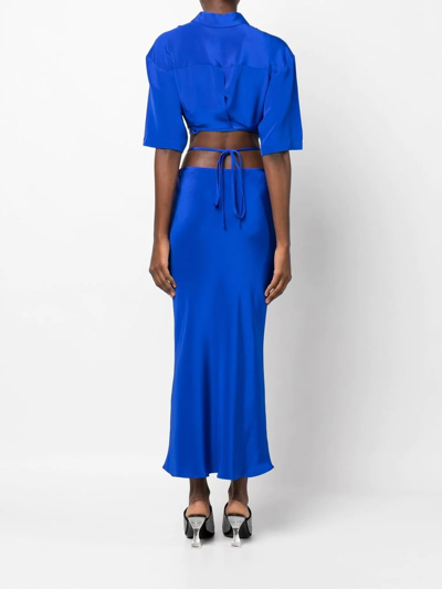 Shop Christopher Esber Loophole Tie-waist Maxi Skirt In Cobalt