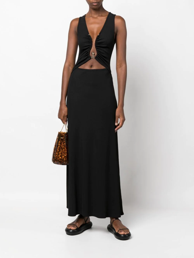 Christopher Esber Plunge Neckline Polar Orbit Dress In Black