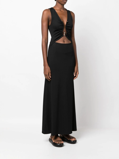 Christopher Esber Plunge Neckline Polar Orbit Dress In Black