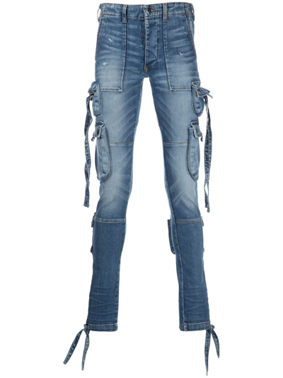 Shop Amiri Skinny Cargo Jeans In Blue