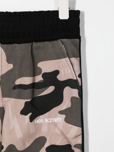 Shop Neil Barrett Camouflage-print Cotton Track Pants In Neutrals