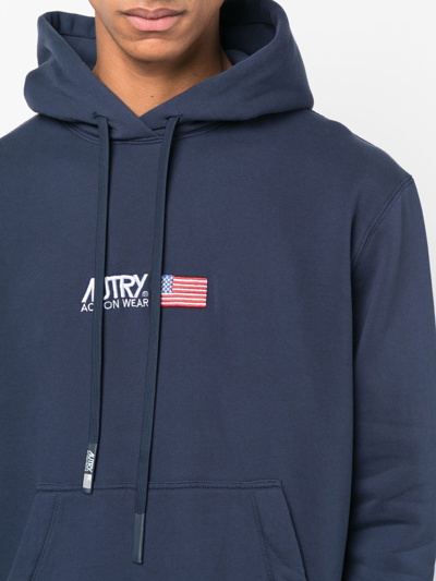 Shop Autry Logo-embroidered Hoodie In Blue