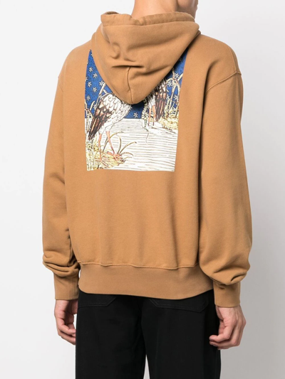 Shop Heron Preston Graphic-print Cotton Hoodie In Brown