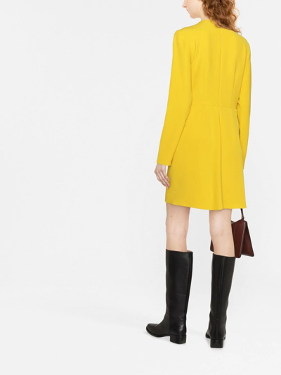 Shop P.a.r.o.s.h Gathered Long-sleeve Dress In Yellow