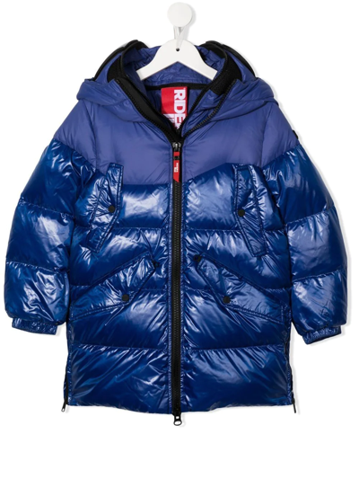 Shop Ai Riders On The Storm Long-sleeve Padded Jacket In Blue