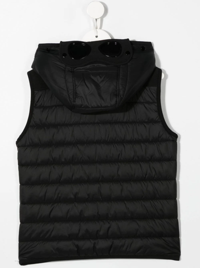 Shop C.p. Company Goggles-detail Hooded Gilet In Black