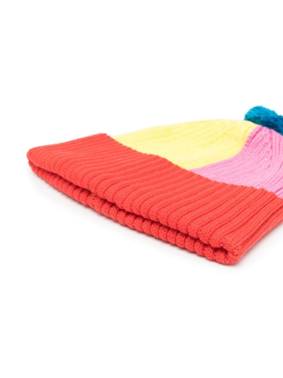 Shop Stella Mccartney Colour-block Knit Beanie In Pink