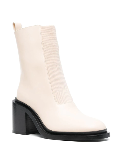 Jil Sander Leather Block-heel Boots In Neutrals