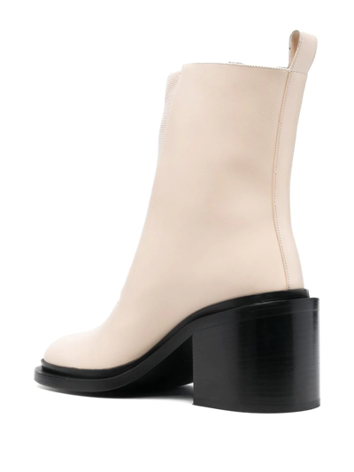 Jil Sander Leather Block-heel Boots In Neutrals