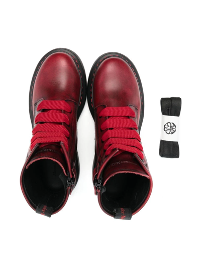 Shop Alexander Mcqueen Lace-up Tall Boots In Red