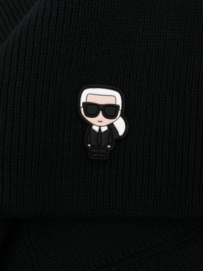 Shop Karl Lagerfeld Ikonik Karl Knitted Scarf In Black